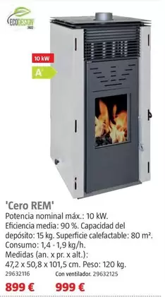 Oferta de Estufas De Pellets 'Cero REM'  por 899€ en BAUHAUS