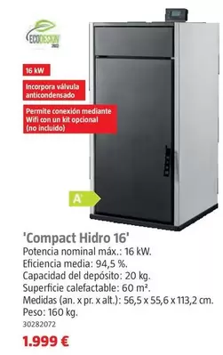 Oferta de Calderas De Pellets 'Compact Hidro 16'  por 1999€ en BAUHAUS