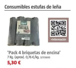 Oferta de 'Pack 4 Briquetas De Encina'  por 5,3€ en BAUHAUS