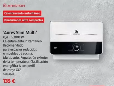 Oferta de Ariston - Calentadores De Gas Atmosférico 'Aures Slim Multi' por 135€ en BAUHAUS