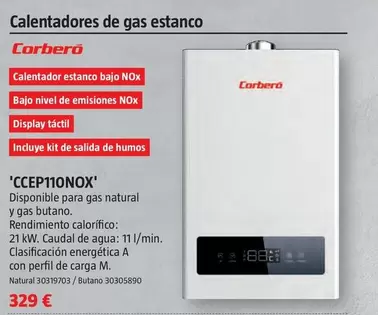 Oferta de Corberó - Calentadores De Gas Estanco 'CCEP110NOX' por 329€ en BAUHAUS