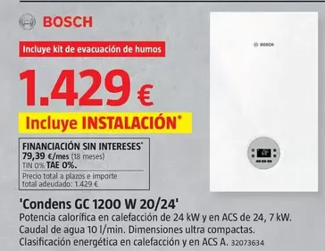 Oferta de Bosch - Calderas De Gas 'Condens GC 1200 W 20/24' por 1429€ en BAUHAUS