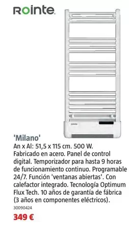 Oferta de Rointe - Secatoallas Eléctrico 'Milano' por 349€ en BAUHAUS