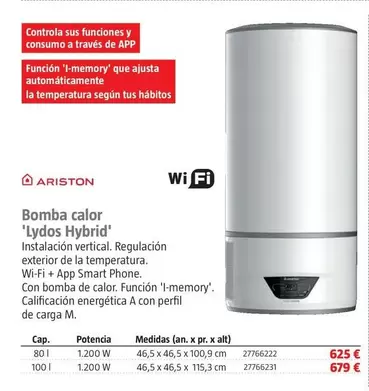 Oferta de Ariston - Bomba Calor 'Lydos Hybrid' por 625€ en BAUHAUS