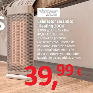 Oferta de Voltomat - Calefactor Cerámico 'Heating 2000' por 39,99€ en BAUHAUS