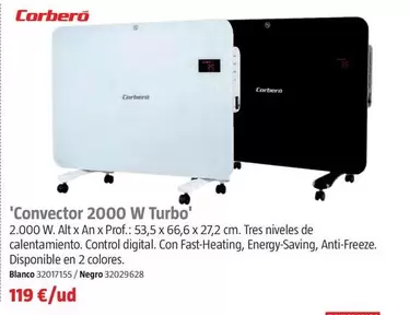 Oferta de Corberó - Convector 2000 W Turbo por 119€ en BAUHAUS