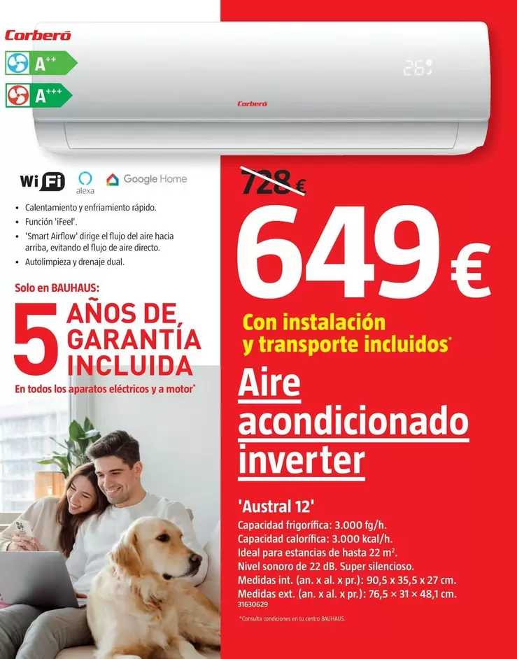 Oferta de Corberó - Aire Acondicionado Inverter por 649€ en BAUHAUS