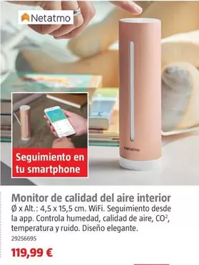 Oferta de Netatmo - Monitor De Calidad Del Aire Interior por 119,99€ en BAUHAUS