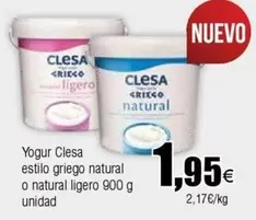 Oferta de Clesa - Yogur  Estilo Griego Natural O Natural Ligero por 1,95€ en Froiz