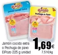 Oferta de Elpozo - Jamón Cocido Extra O Pechuga De Pavo por 1,69€ en Froiz