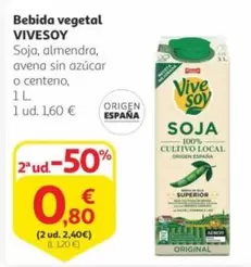 Oferta de ViveSoy - Bebida Vegetal por 1,6€ en Alcampo