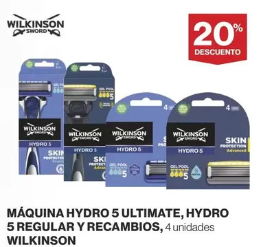 Oferta de Wilkinson - Maquina Hydro 5 Ultimate, Hydro 5 Regular Y Recambios, 4 Unidades en Supercor