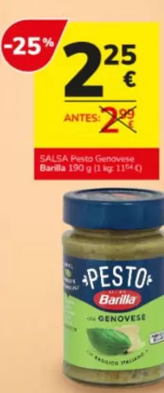 Oferta de Barilla - Salsa Pesto Genovese por 2,25€ en Consum