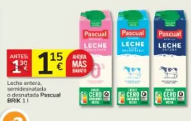 Oferta de Pascual - Leche Entera por 1,15€ en Consum