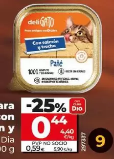 Oferta de Dia Deligato  - Pate Para Gatos Con Salmon Y Trucha por 0,44€ en Dia