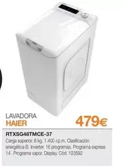 Oferta de Haier - Lavadora Rtxsg48tmce-37 por 479€ en Expert