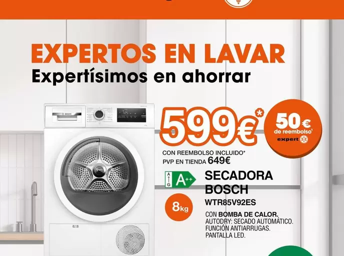 Oferta de Bosch - Secadora WTR85V92ES por 599€ en Expert