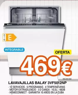 Oferta de Balay - Lavavajillas 3VF5012NP  por 469€ en Expert