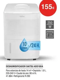 Oferta de Daitsu - Deshumidificador ADD10XA por 155€ en Milar