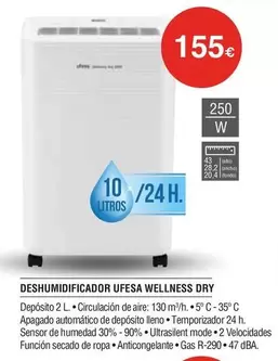 Oferta de Ufesa - Deskhumidificador Wellness Dry por 155€ en Milar