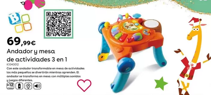 Oferta de Andador Y Mesa De Actividades 3 En 1 por 69,99€ en ToysRus