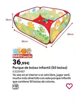 Oferta de BabySmile - Parque De Bolas Infantil (50 Bolas)  por 36,99€ en ToysRus