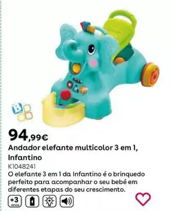 Oferta de Andador Elefante Multicolor 3 En 1, Infatino por 89,99€ en ToysRus