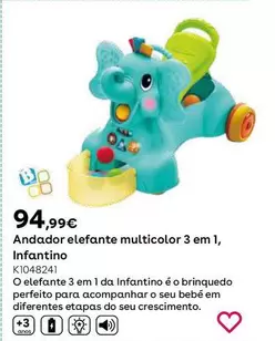 Oferta de Andador Elefante Multicolor 3 En 1, Infatino por 89,99€ en ToysRus