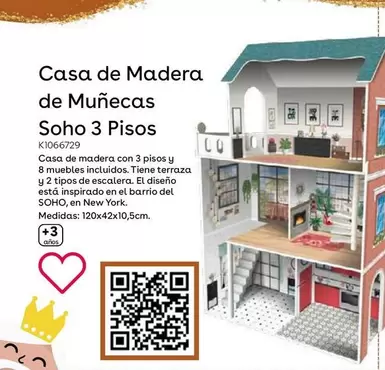 Oferta de Casa De Madera De Muñecas Soho 3 Pisos en ToysRus