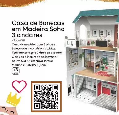 Oferta de Casa De Madera De Muñecas Soho 3 Pisos en ToysRus