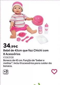 Oferta de Bebé De 43 Cms Hace Pipí Con 8 Accesorios por 34,99€ en ToysRus