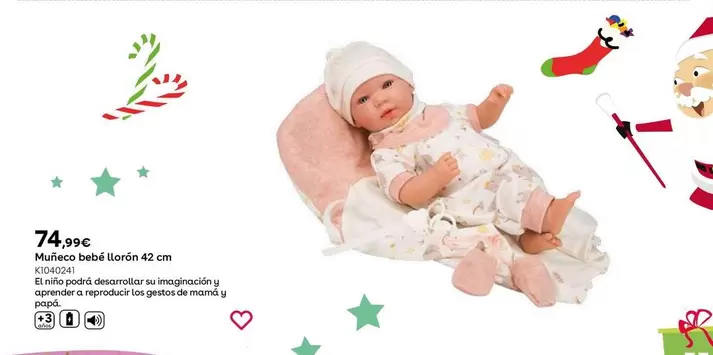 Oferta de Muñeco Bebé Llorón 42 Cm por 74,99€ en ToysRus