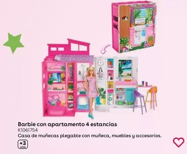 Oferta de Mattel - Barbie Con Apartamento 4 Estancias  en ToysRus