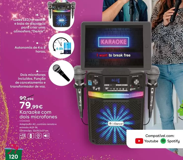 Oferta de Karaoke Con Dos Micrófonos, Bola De Discoteca Y Altavoz por 79,99€ en ToysRus