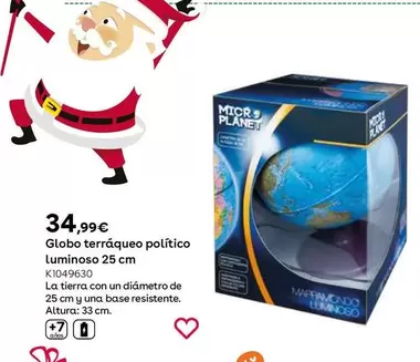 Oferta de Globo Terraqueo Politico Luminoso 25 Cm por 34,99€ en ToysRus