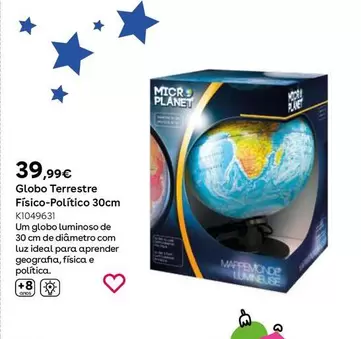 Oferta de Globo Terraqueo Físico-político 30 Cm Luminoso por 39,99€ en ToysRus