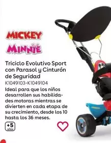 Oferta de Triciclo Evolutivo Sport Con Parasol Y Cinturón De Seguridad Mickie en ToysRus