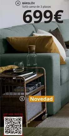 Oferta de Ikea - Barslev - Sofa Cama De 3 Plazas por 699€ en IKEA