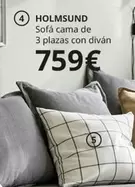 Oferta de Holmmund - Sofá Cama De 3 Plazas Con Divàn por 759€ en IKEA