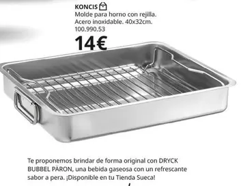 Oferta de Koncis - Molde Para Horno Con Rejilla. Acero Inoxidable por 14€ en IKEA