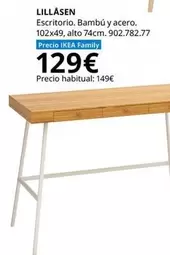 Oferta de Ikea - Lilasen - Escritorio. Bambuú Y Acero por 129€ en IKEA