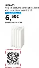 Oferta de Jubla - Vela Sin Perfume Candelabro por 6,5€ en IKEA