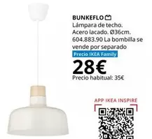 Oferta de Ikea - Bunyeflo Lámpara De Techo por 28€ en IKEA