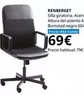 Oferta de Ikea - Renberger - Silla Giratoria. Acero Altura Del Asiento 4 Bombstad Negro 604 por 69€ en IKEA