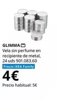 Oferta de Vela - Glimma -  Sin Perfume En Recipiente De Metal por 4€ en IKEA