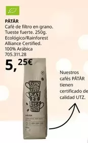 Oferta de Patar -  Café De Filtro En Grano por 5,25€ en IKEA