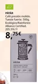 Oferta de Organic - Patar - Café Presion Molido. Tueste Fuerte por 8,75€ en IKEA