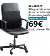 Oferta de Ikea - Renberger - Silla Giratoria. Acero Altura Del Asiento 4 Bomstad Negro 604 por 69€ en IKEA