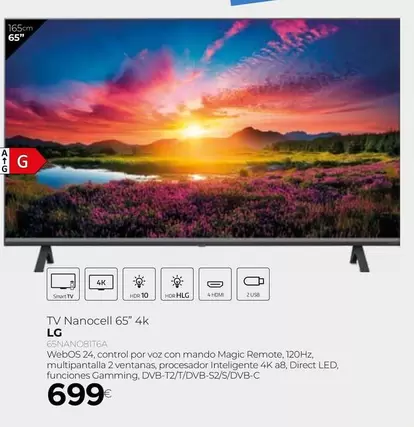 Oferta de LG - Tv Nanocell 65" 4k  por 699€ en Tien 21