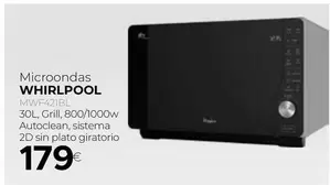 Oferta de Whirlpool - Microondas MWF421BL  por 179€ en Tien 21